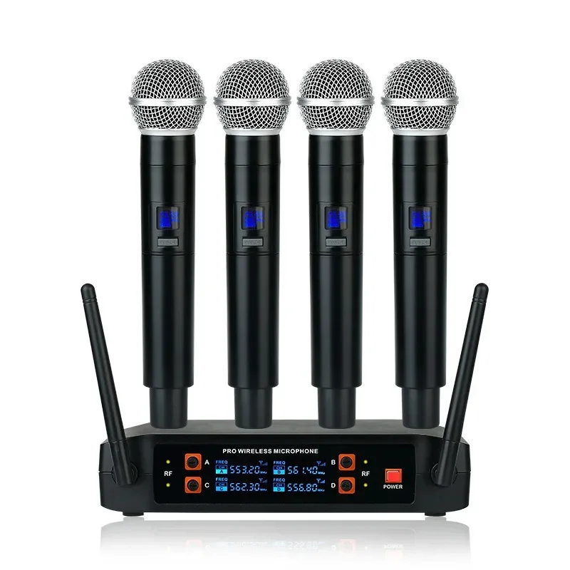 Microphone One Tow Four Home Karaoke Stage Professional Singing Ktv Karaoke Meeting Performance Microphone Wireless