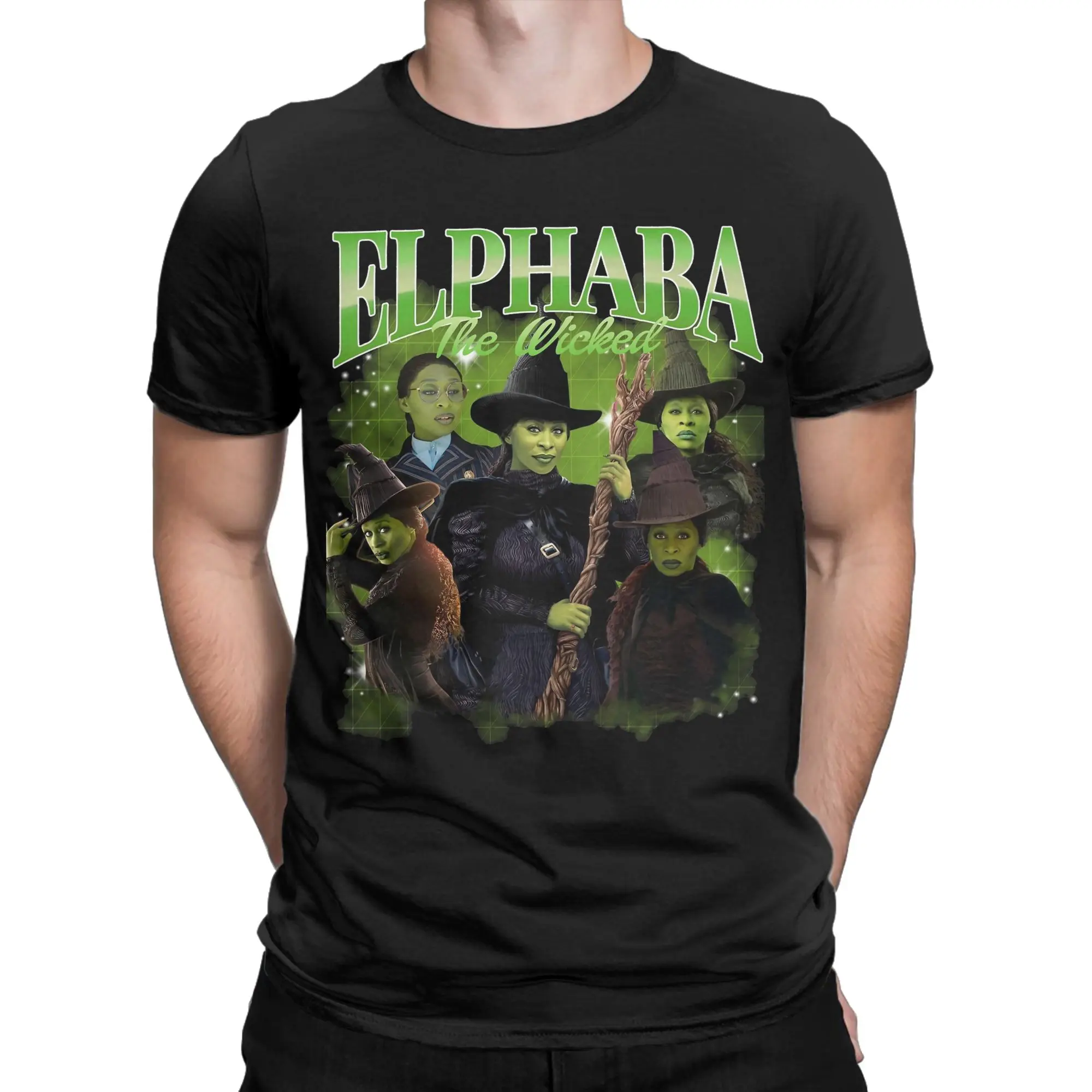 Novelty Elphaba The Wicked Witch T-Shirt for Men Round Neck Cotton T Shirts  Short Sleeve Tee Shirt Plus Size Clothes