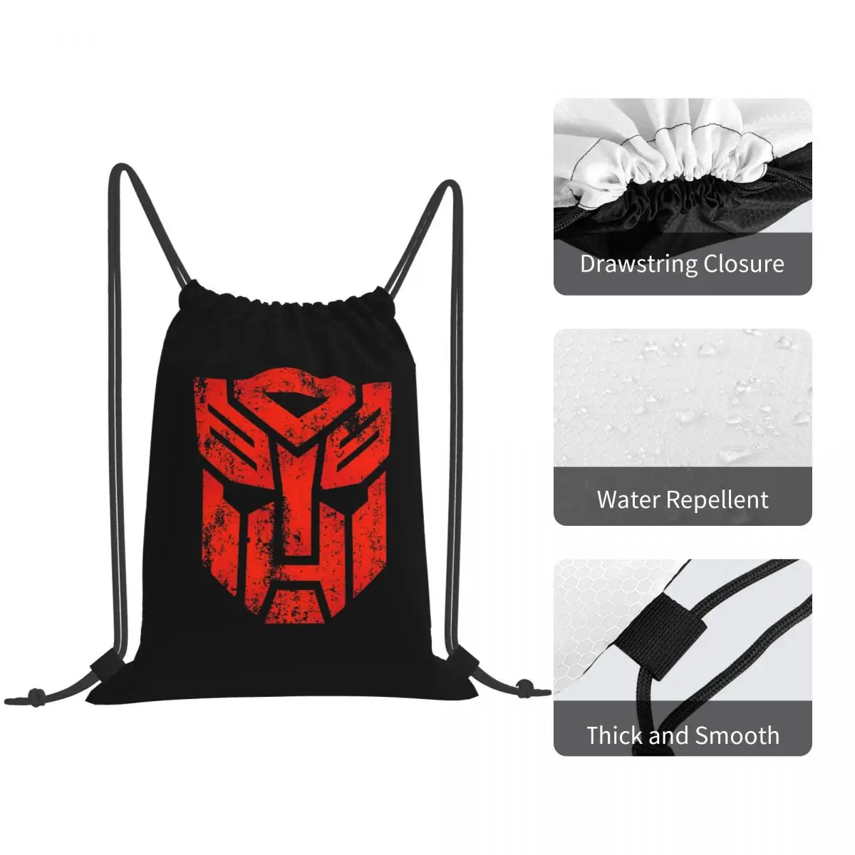 Autobots Logo Distressed Backpacks Portable Drawstring Bags Shoes Bag Book Bags for Man Woman School