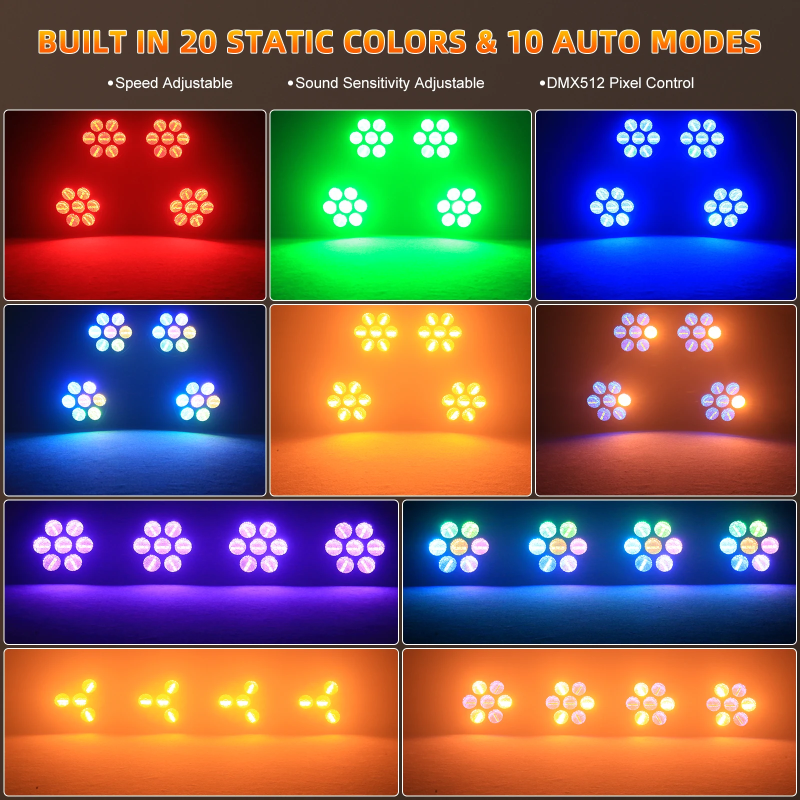 DayFlicker 2 قطعة 350 واط 7-LED COB الخطي خمر ضوء المرحلة ضوء 1-20 هرتز فلاش DMX512 16/37CH لحفلات الزفاف ملهى ليلي الرقص #1