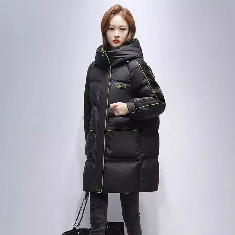 Veste rembourrée en coton pour femme, pardessus mi-long, épais et chaud, Parka, coréen, ample, à capuche, nouvelle collection hiver 2025