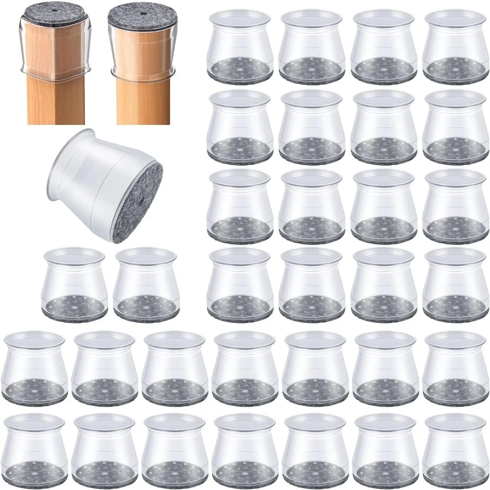 

32 Pcs Chair Leg Floor Protectors - Silicone Felt Pads, Scratch-Proof & Noise-Free, Easy Smooth Moving, Large Size (Fits Round C