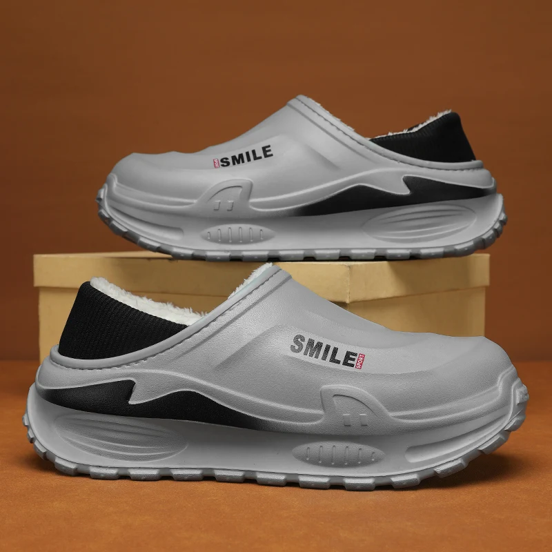 

Зимние мужские хлопковые тапочки, уличная теплая обувь, домашняя обувь для шеф-повара, новые мужские и женские водонепроницаемые нескользящие домашние плюшевые теплые тапочки