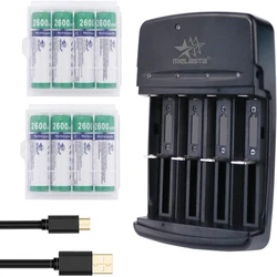 NiZn AA AAA Rechargeable Batteries NI-ZN 2600mWh/900mWh 1.6V Battery for Toys Flashlights Camera with 1 USB Charger