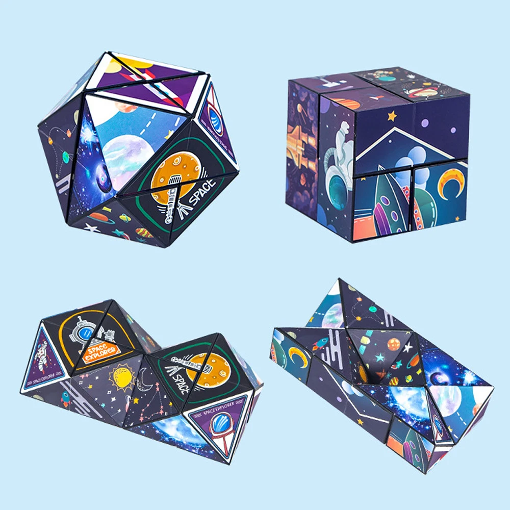 Magic Cubo Fidget Brinquedos para Crianças, Geométrico Mutável Magnético Anti Stress, 3D Hand Flip Puzzle, Creative Boy Xmas Gifts