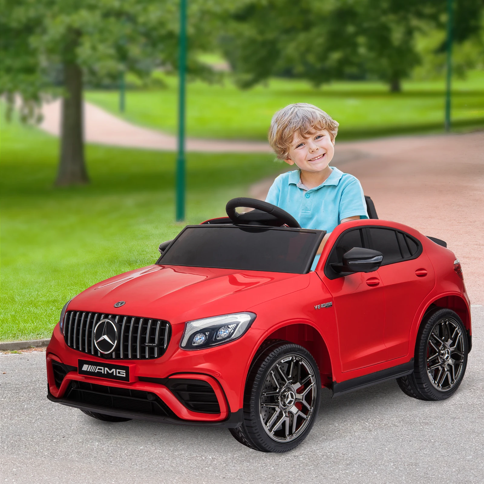 12V Licensed Mercedes Benz AMG GLC63S Ride-on Car, Electric Toddler Car with Remote Control, 2 Speed, MP3, Lights & Suspension