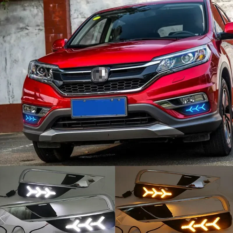 For Honda CRV CR-V 2015 2016 LED Car DRL daytime running light Bumper Front Fog lamp Turn Signal yellow