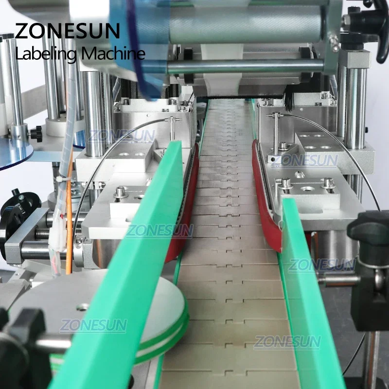 ZONESUN ZS-TB822D Automatic Plastic Glass Flat Bottle Cap and Round Bottle Double Sides Labeling Machine Label Sticker
