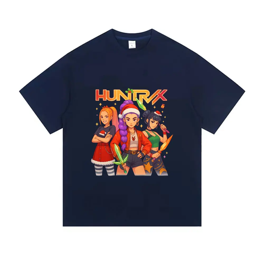 فيلم Kpop شيطان الصيادين رومي ميرا زوي تي شيرت الرجال النساء عيد الميلاد نمط الشارع الشهير للجنسين موضة عادية القطن قصير الأكمام