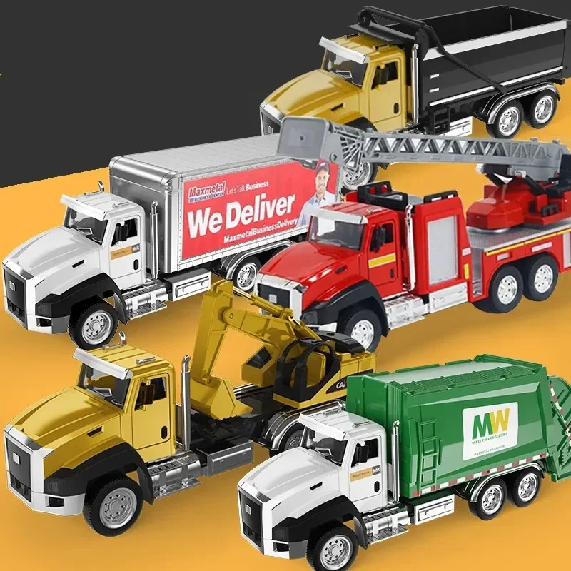 

1:50 Alloy Truck Model Engineering Vehicle Excavator Bulldozer Head Dumper Truck Crane Tanker Toys For Children's Gifts