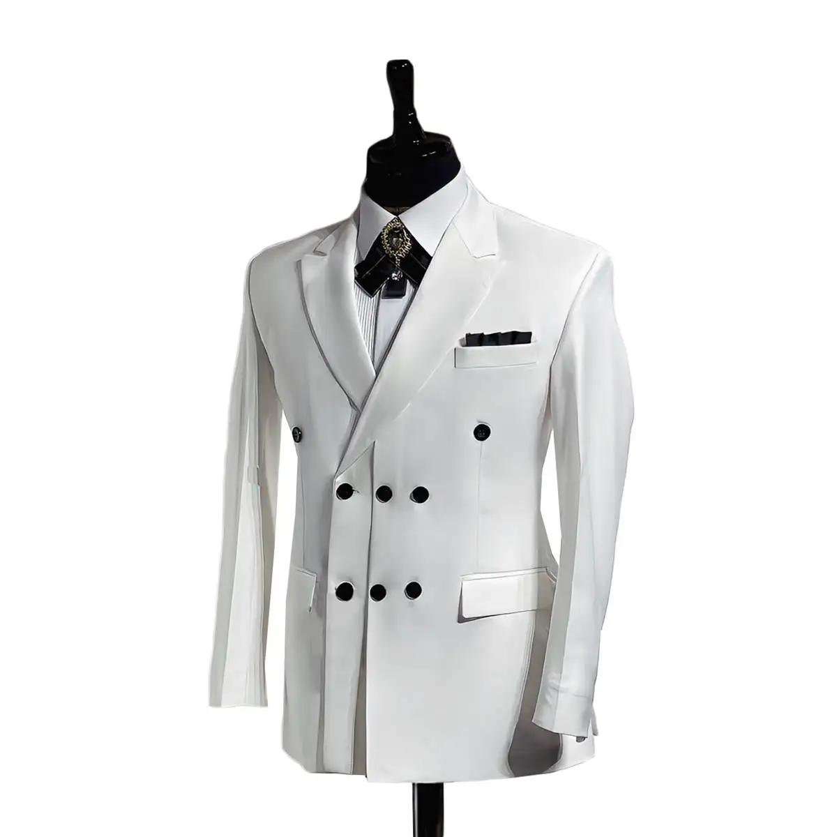 Trajes de boda de diseñador para hombres, abrigo con solapa de pico, esmoquin de tres botones, Blazer de negocios para novio, chaqueta hecha a medida única