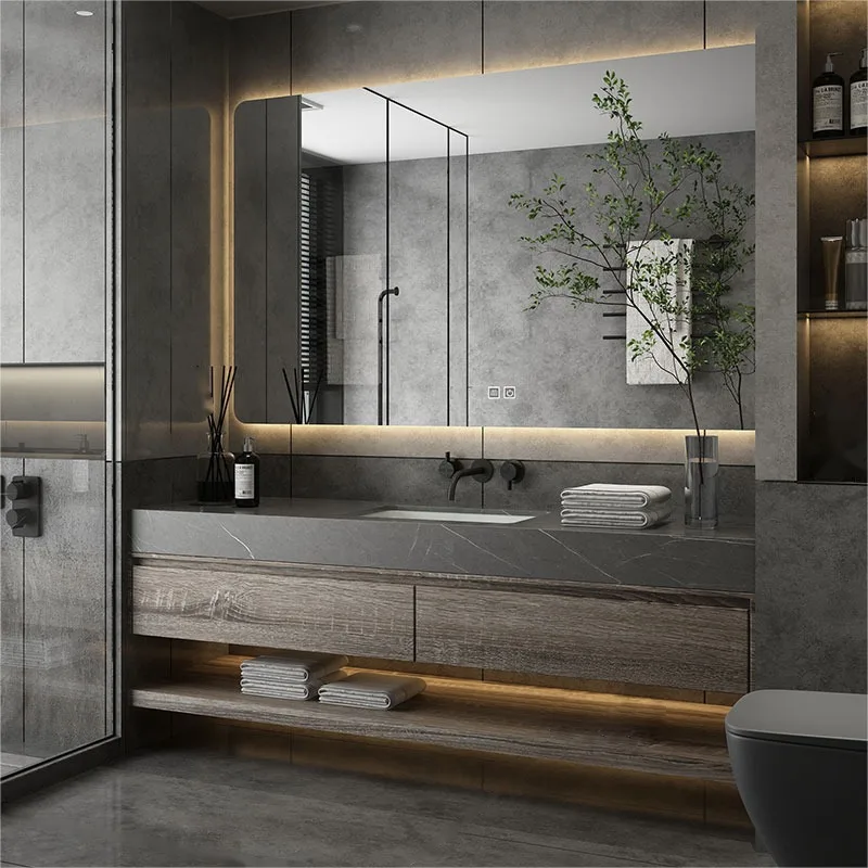 

Customized Italian minimalist bathroom cabinet integrated basin washstand bathroom washstand washbasin cabinet combined