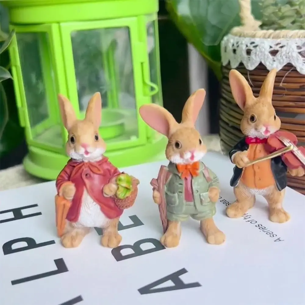 Multicolor Cartoon Rabbit Figurines Micro Landscape Resin Garden Turtle Statue Bonsai Ornament