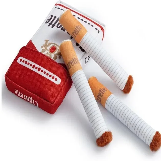 Novelty Cigarette Pack Plush Dog Toy – Squeaky Set
