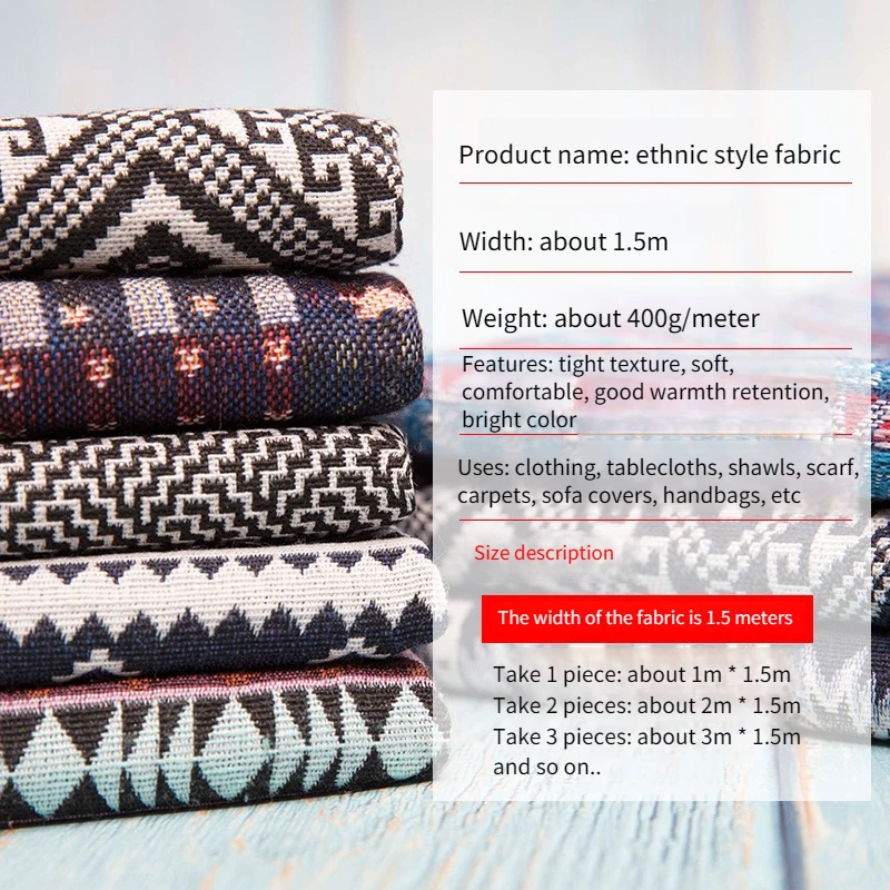 Ethnic Style Cotton Linen Fabric By Meters for Tablecloth Shawl Scarf Bag Clothes Diy Sewing Sofa Cloth Needlework Soft Warm