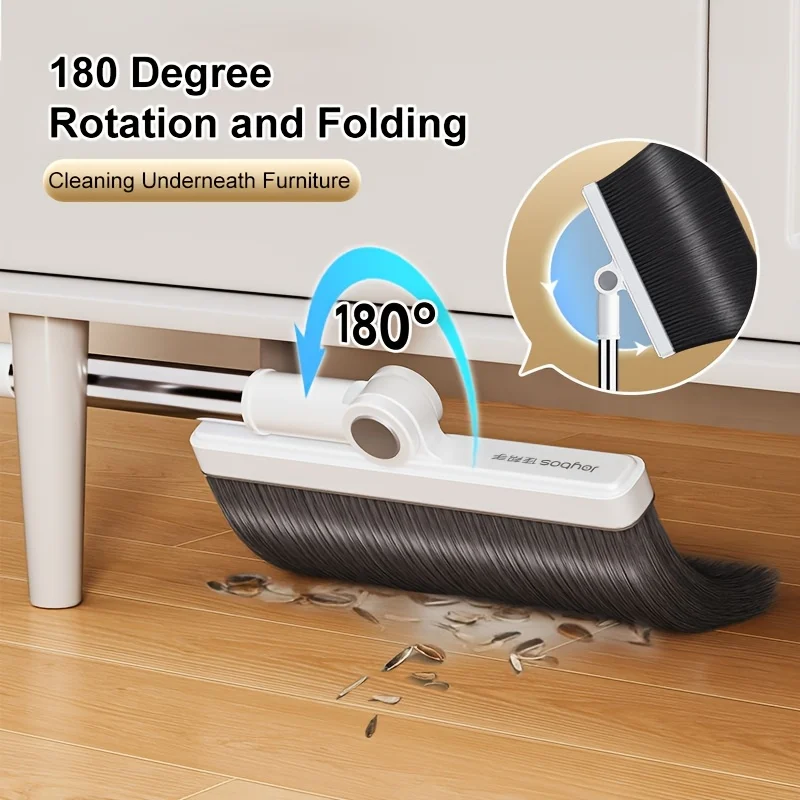 مجموعة مكنسة Joybos ذاتية التنظيف ومجارف من الفولاذ المقاوم للصدأ مقاومة للشعر للأرضيات الصلبة مكنسة منزلية فعالة لتنظيف الزوايا