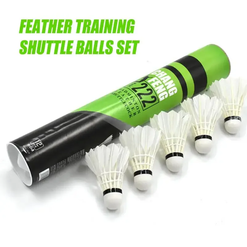 

12 шт./трубка, набор воланов для бадминтона, высокоскоростные воланы, тренировочный мяч с перьями, уличный тренировочный мяч для бадминтона с перьями