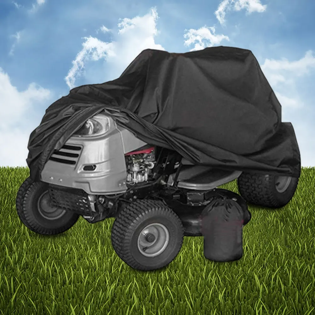 Lawn Mower Cover Oxford Cloth Black Car Coat Waterproof Lawn Tractor Cover with Portable Storage Bag UV Protection for Car Mower