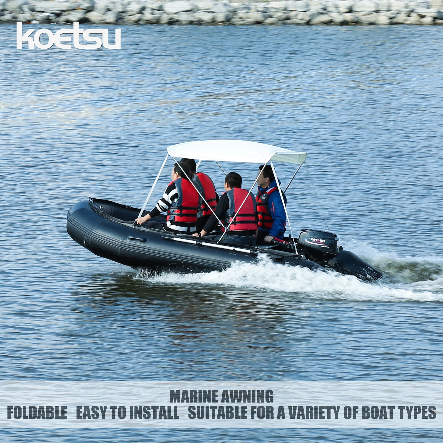 KOETSU Assault Boat Rubber Boat Awning Marine Sun Awning Fiberglass Boat Aluminum Boat Folding