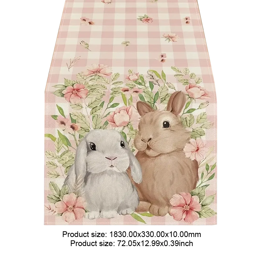 Washable Rectangle Tablecloth Easter Rabbit Rectangle Table Cloth Decorative Table Cover Cute Bunny Table Cloth for Dining Table