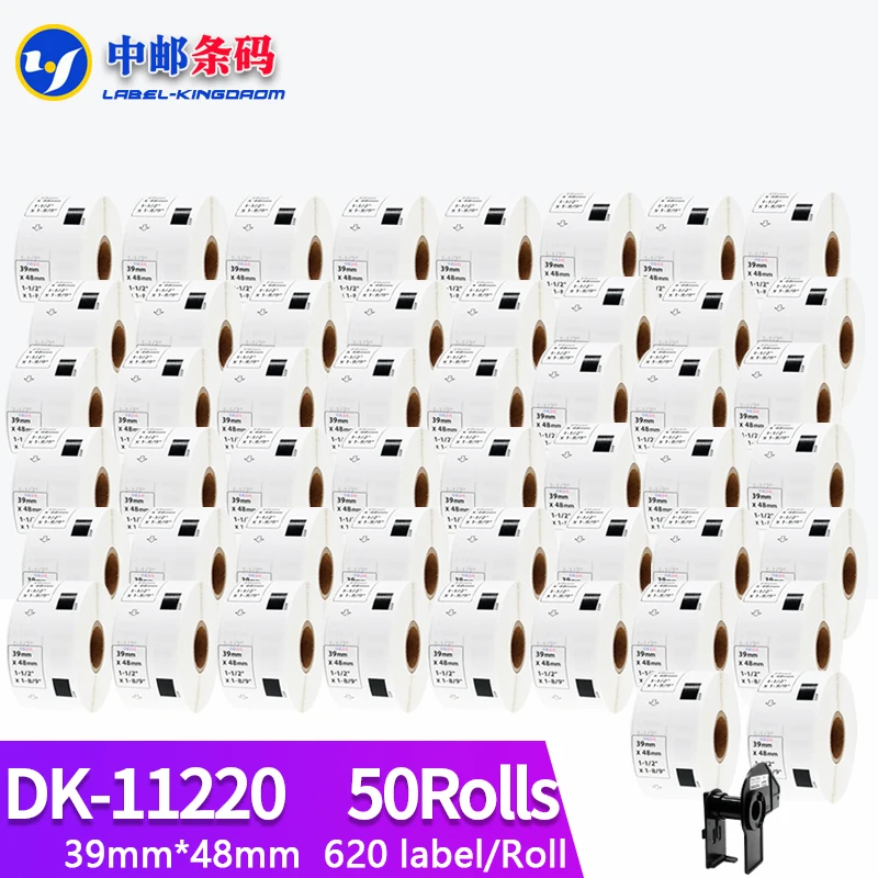 50Rolls Compatible DK-11220 Label 39mm*48mm Die Cut Work for Brother Printer White Paper DK11220 DK-1220