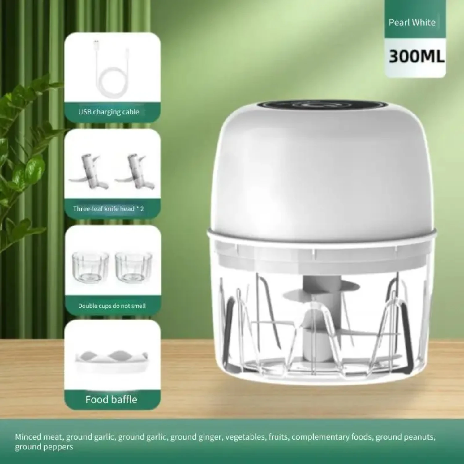 2025new เครื่องบดเนื้ออาหารใบมีดสแตนเลส 5W ผักและผลไม้ Chopper เครื่องบดครัว