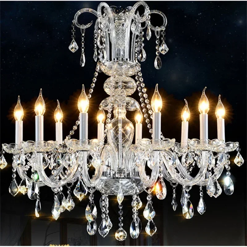 

TINNY European Style Chandelier Lamps LED Candle Pendant Hanging Light Luxury Fixtures for Home Decor Villa Hall