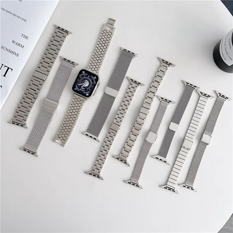 Bracelet de montre en métal de luxe pour Apple iwatch S8 ultra S7 6 5 4 3 2 1 SE, 38mm 40mm 42mm 44mm 45mm 49