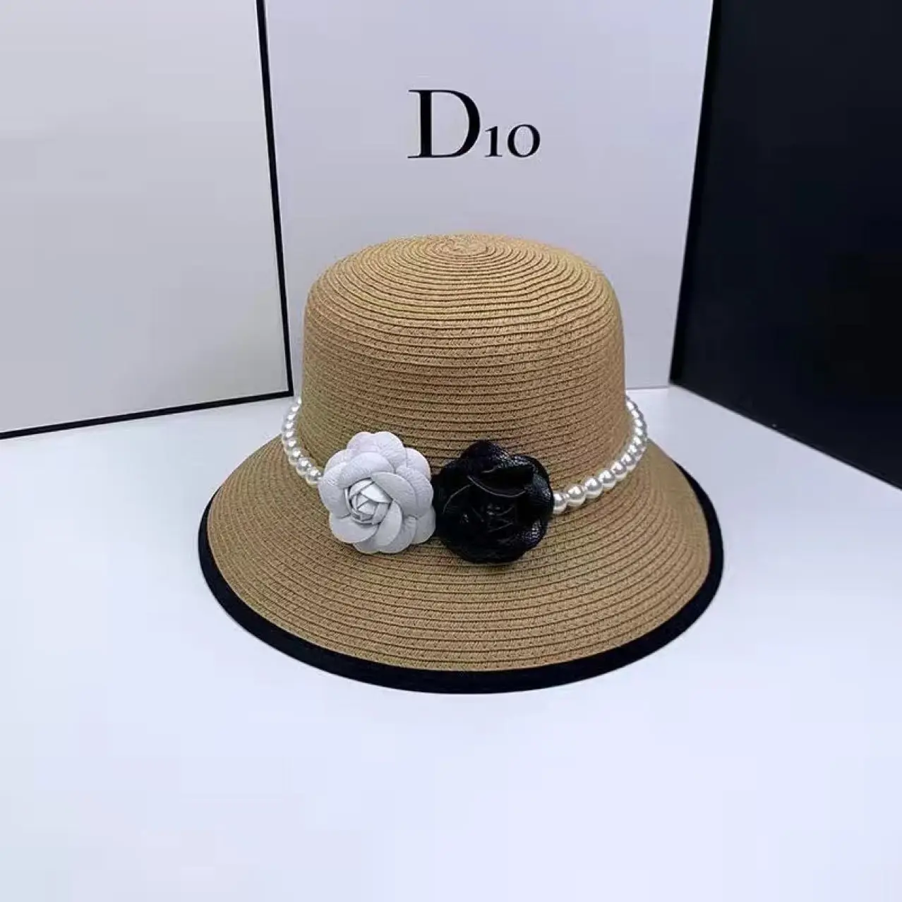 2024 French retro elegant pearl flower fisherman hat hat women summer fashion outdoor sun visor basin hat