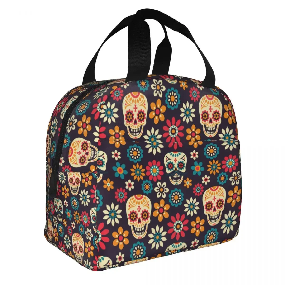 Lunch Bag for Women Kids Day Of The Dead Thermal Cooler Portable Picnic Sugar Skull Canvas Lunch Box Food Bag