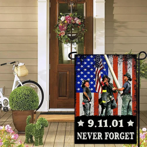 9/11 Garden Flag 12x18 Inch We Will Never Forget Garden Flag 3Ply Polyester Doub OOV IIC