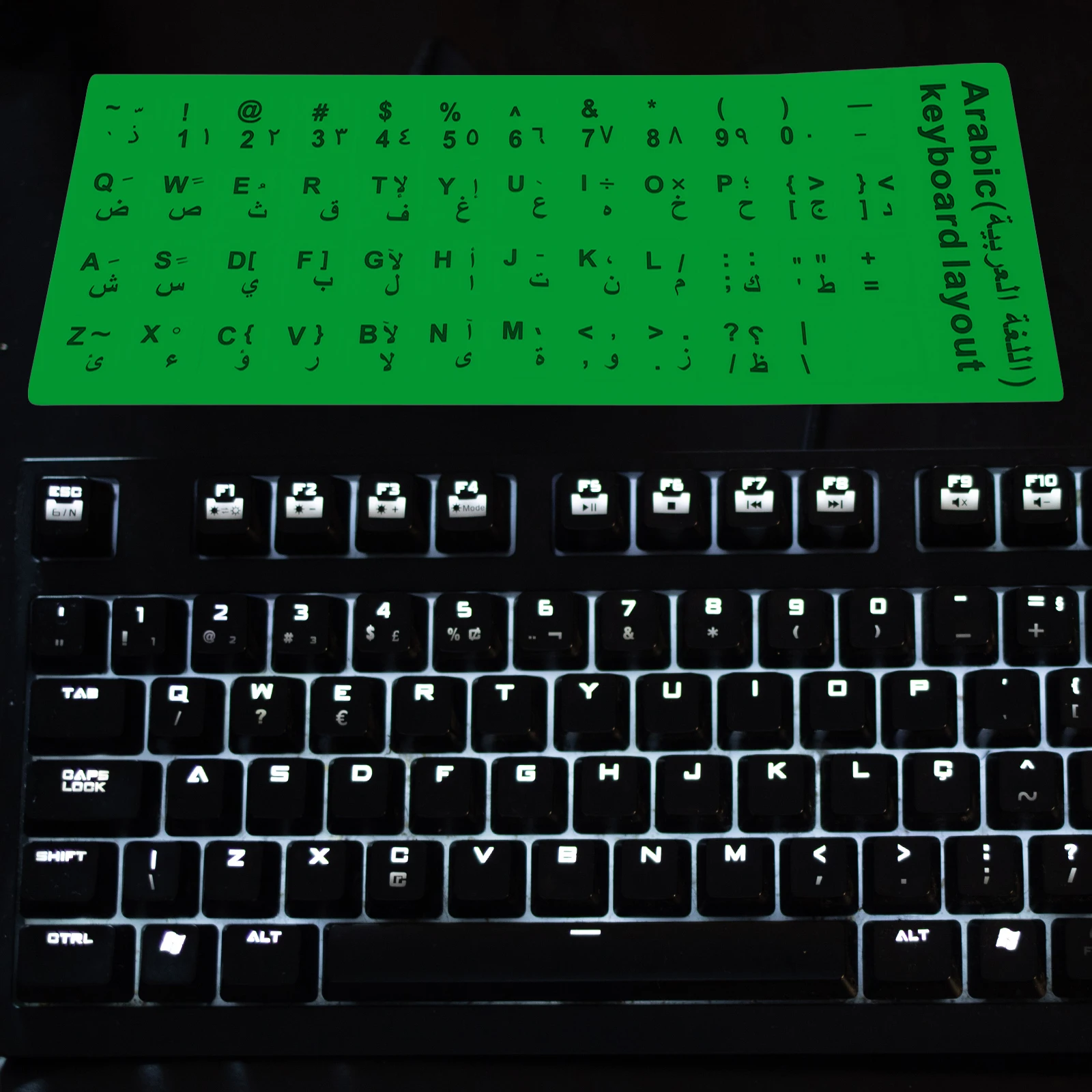 

Glow in Dark Keyboard Stickers 26 English Arabic Letters Replacement Decals for Laptop Desktop Keyboards Durable Paper