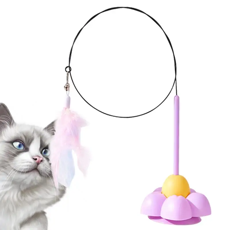 Cat Wand Toys For Indoor Cats Springy Cat Wand With Super Suction Cup Cat Teaser Spring String Toy For Cats Play And Exercise