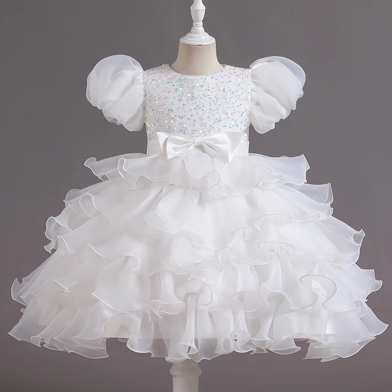 

Girls' dresses, bubble sleeves, princess dresses, cake dresses, evening dresses, dinner dresses, short spring and summer bow dre