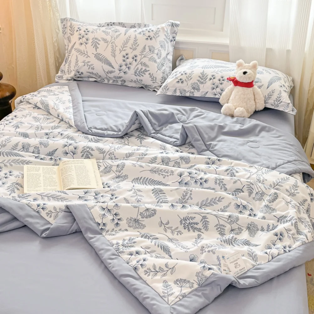 

Летнее одеяло с принтом, приятное для кожи, дышащее, тонкое, для домашнего декора, мягкое, для кондиционированных помещений, можно стирать в машине