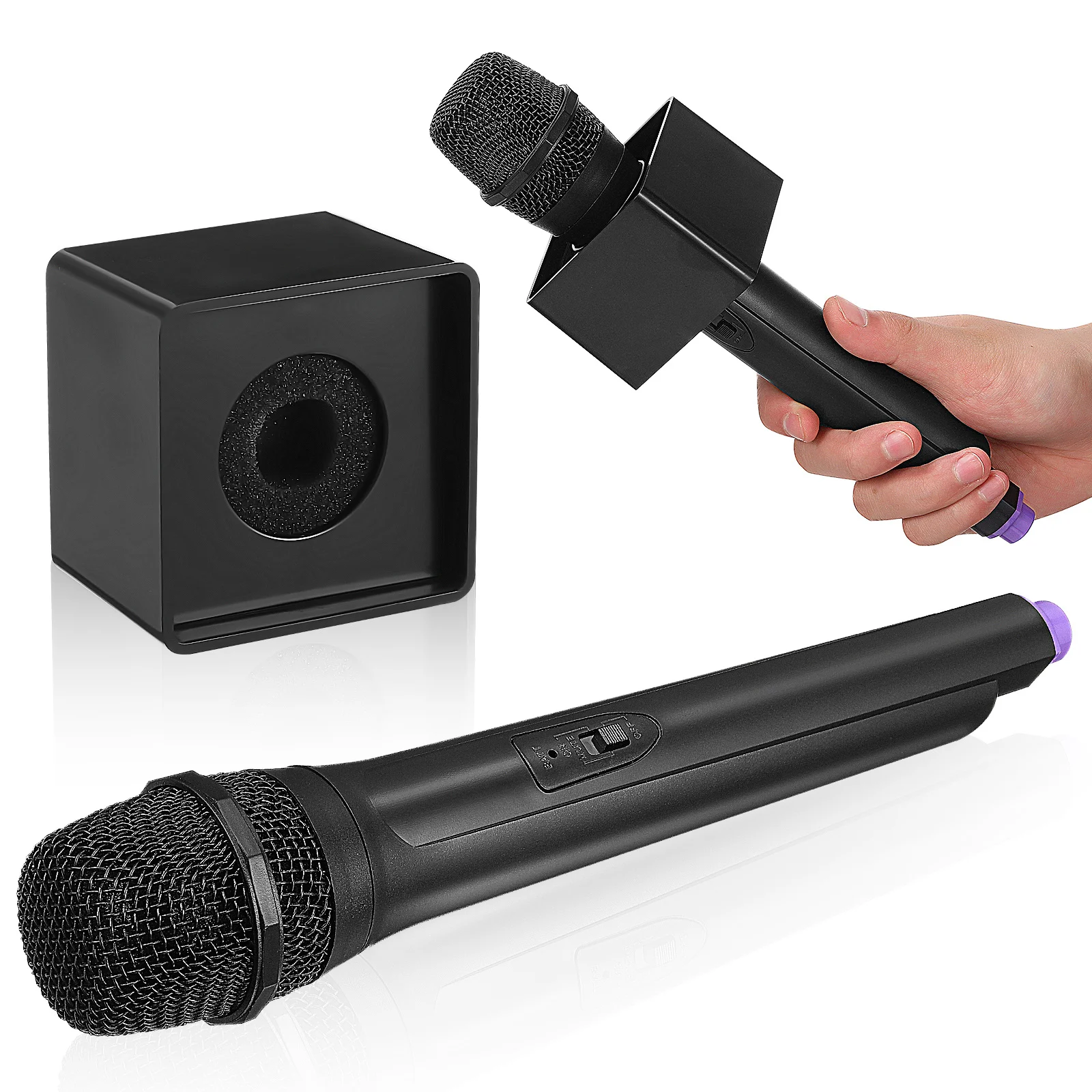 

Fake Microphone For Premium Plastic Pretend Play Role-Playing Prop With Square Flag Station Microphone Accessories