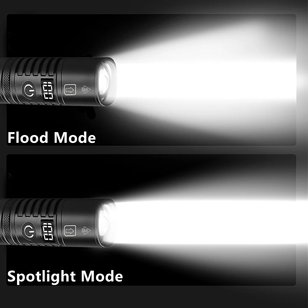 High Power LED Flashlight USB Rechargeable Strong Light Tactical Torch Zoomable Super Spotlight Lamp Lantern For Outdoor Camping