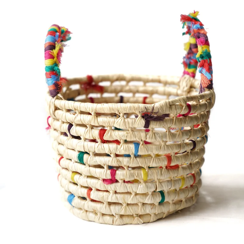 

Toy Storage Basket Sundries Snacks Pure Handmade Corn Binaural Basket 61 Children's Day Gifts Export Foreign Trade Basket