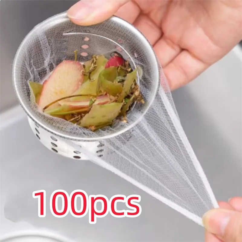 

50-100Pcs Disposable Kitchen Sink Filter Sewer Drain Anti-blocking Garbage Bag Pool Leak Mesh Bag Mesh Strainer Sink Garbage Net