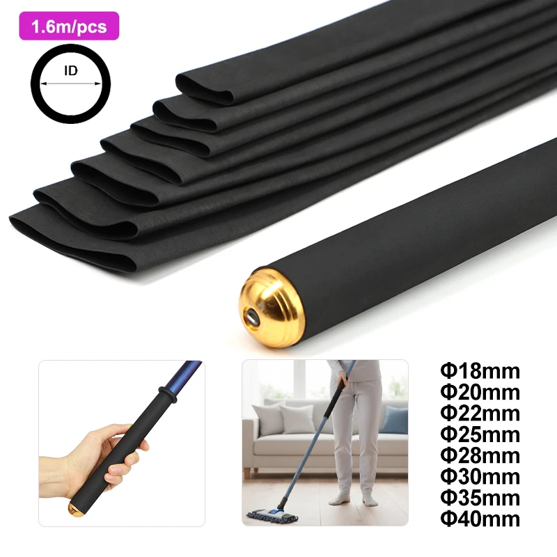 1.6m Anti-slip Heat Shrink Tube Solid Color 18~40mm Racket Handle Cover Case Non Slip Insulated Waterproof Wrap for Fishing Rod