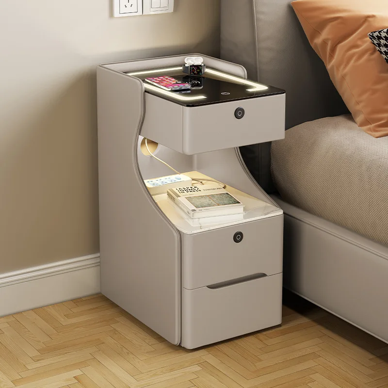 حار بيع الحديثة الفاخرة خشبية الذكية السرير الجدول منضدة صغيرة مع سمّاعات بلوتوث منضدة بصمة الإصبع لغرفة النوم