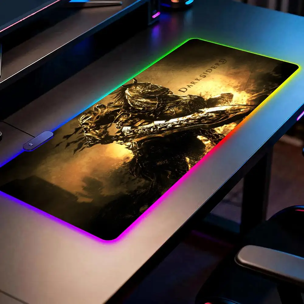 

Коврик для мыши Game Darksiders RGB, игровой коврик для мыши, настольный коврик HD, большой коврик для геймеров с LED-подсветкой, XXL коврик для мыши