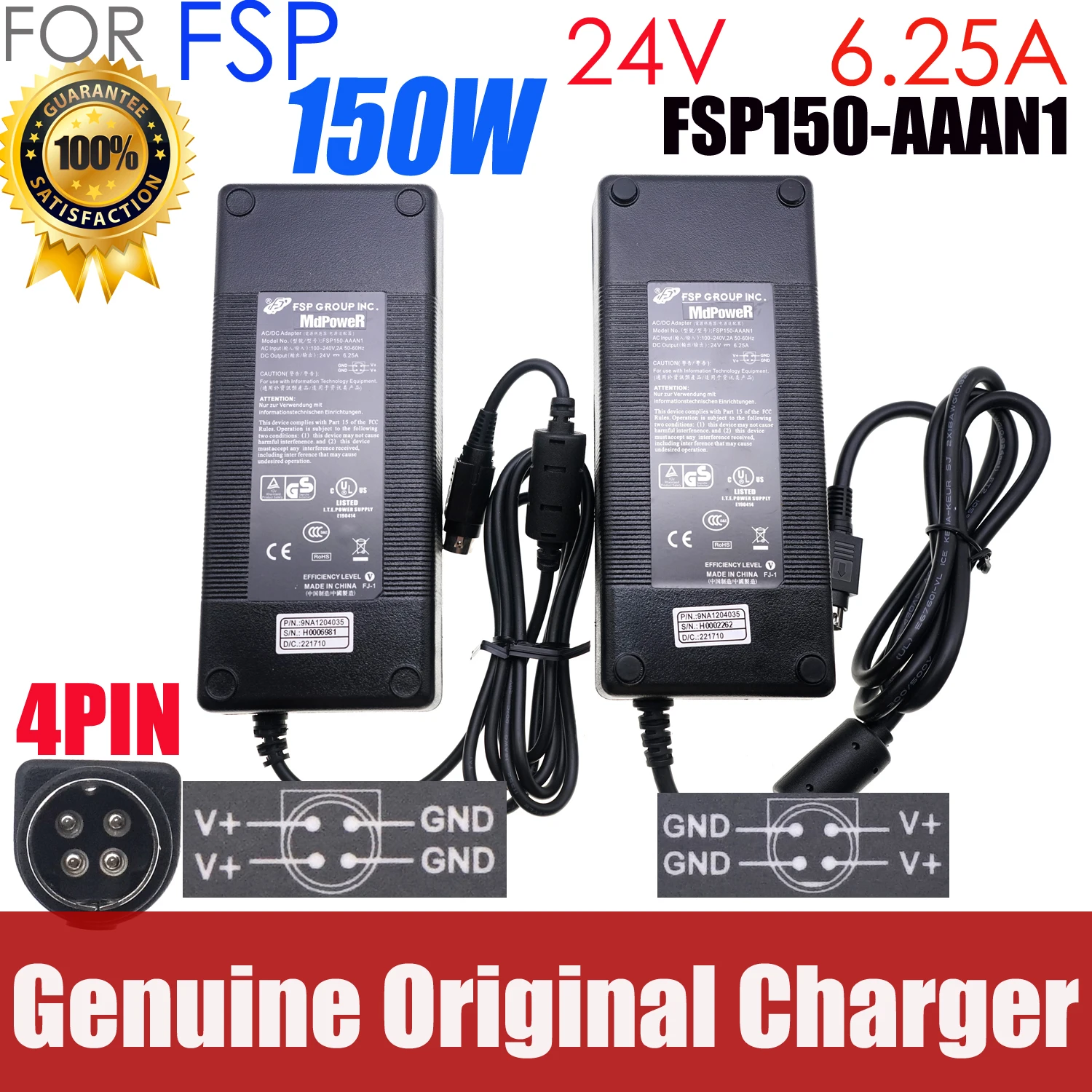 Adaptador de corriente FSP Group FSP150-AAAN1 24V 6.25A 150W para fuente de alimentación WELLTRONICS WTS-2405S OSA-500R 4PIN FSP150-AABN1
