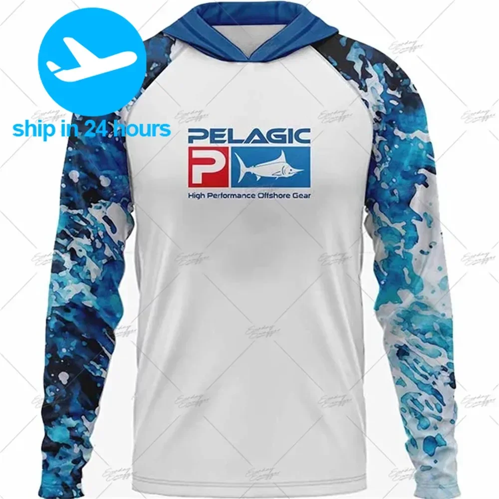 

Pelagic Fishing Hooded Shirt Sun Protection Fishing Clothing Climbing Camping angling T-shirt Upf 50+ Hoodies Tops Ropa De Pesca