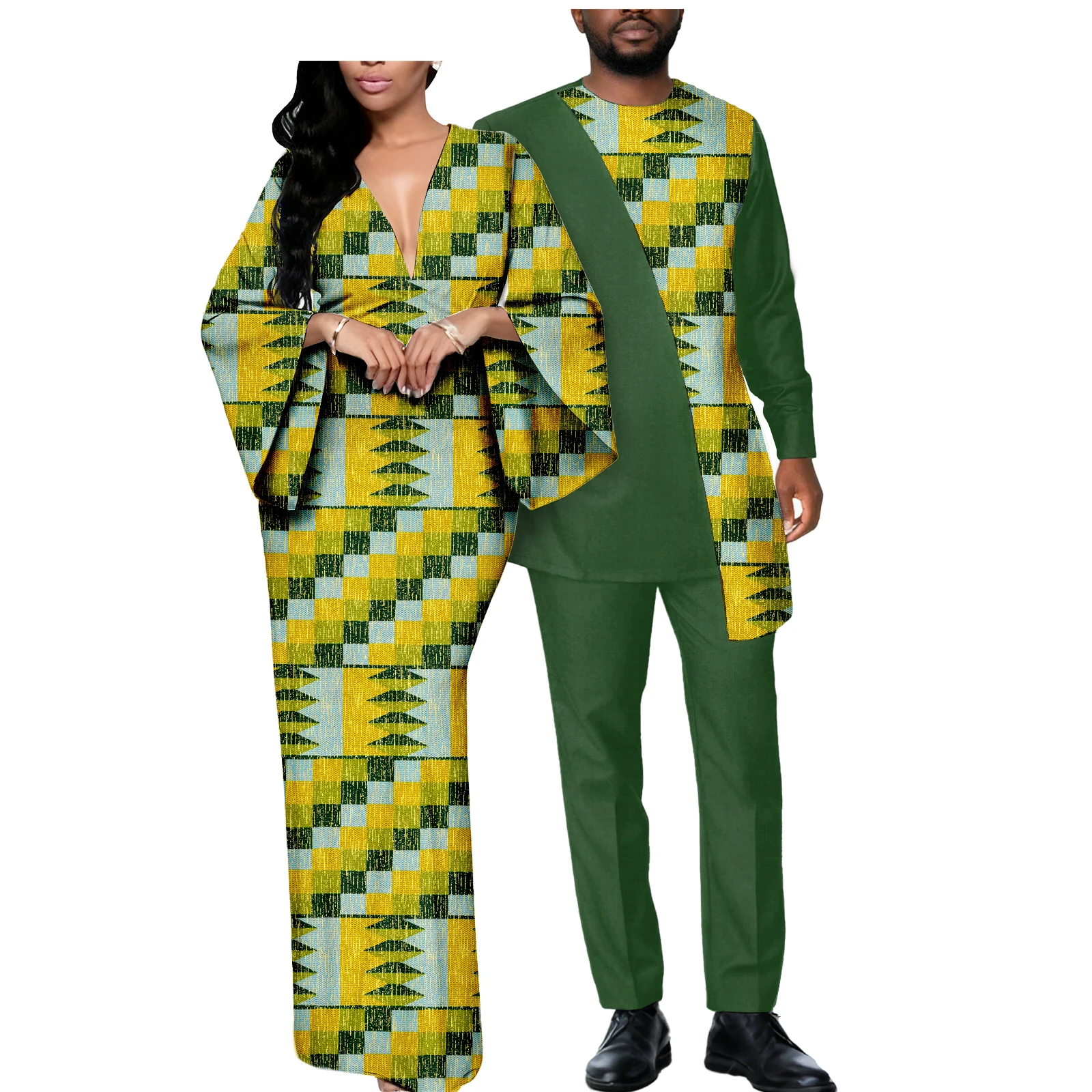 أطقم ملابس متطابقة للزوجين من SEA&ALP للنساء وملابس Dashiki للرجال لحفلات الزفاف #5