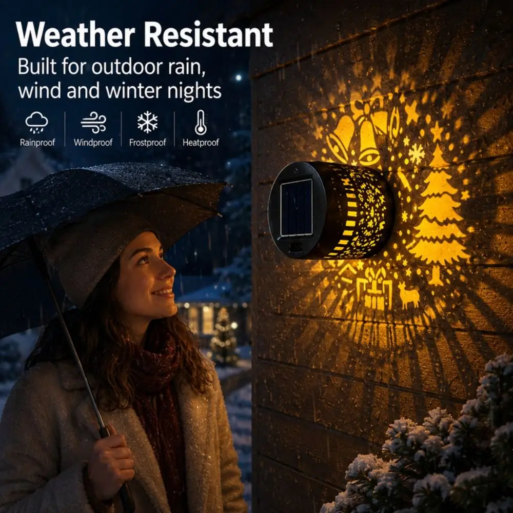 Solar Powered Christmas Decorative Wall Light Patterned Projection Garden Lighting Outdoor Decorative Wall Projection Light
