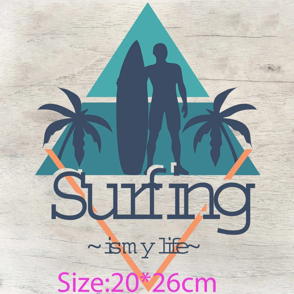 Ready to Press on Garment  Surf Waves Enjoy Holiday Summer Vacation Vibes Sports DTF Transfers custom patch