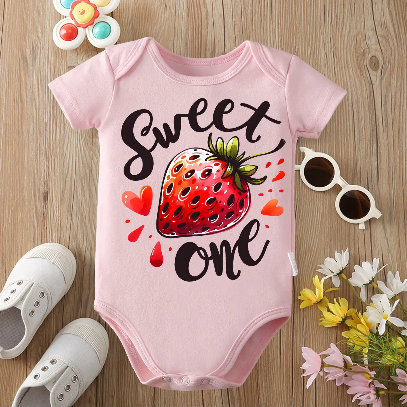100% Cotton Onesie Hello Sweet Summertime Print Bodysuit Comfortable Cloth for Baby Jumpsuit for 0 To 12 Months Newborn