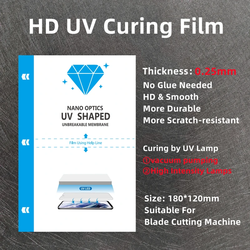 50pcs HD Flexible UV-Optics Front Film For Blade Or Laser Cutting Machine UV Hardened Film Screen Protector For All Mobile Phone