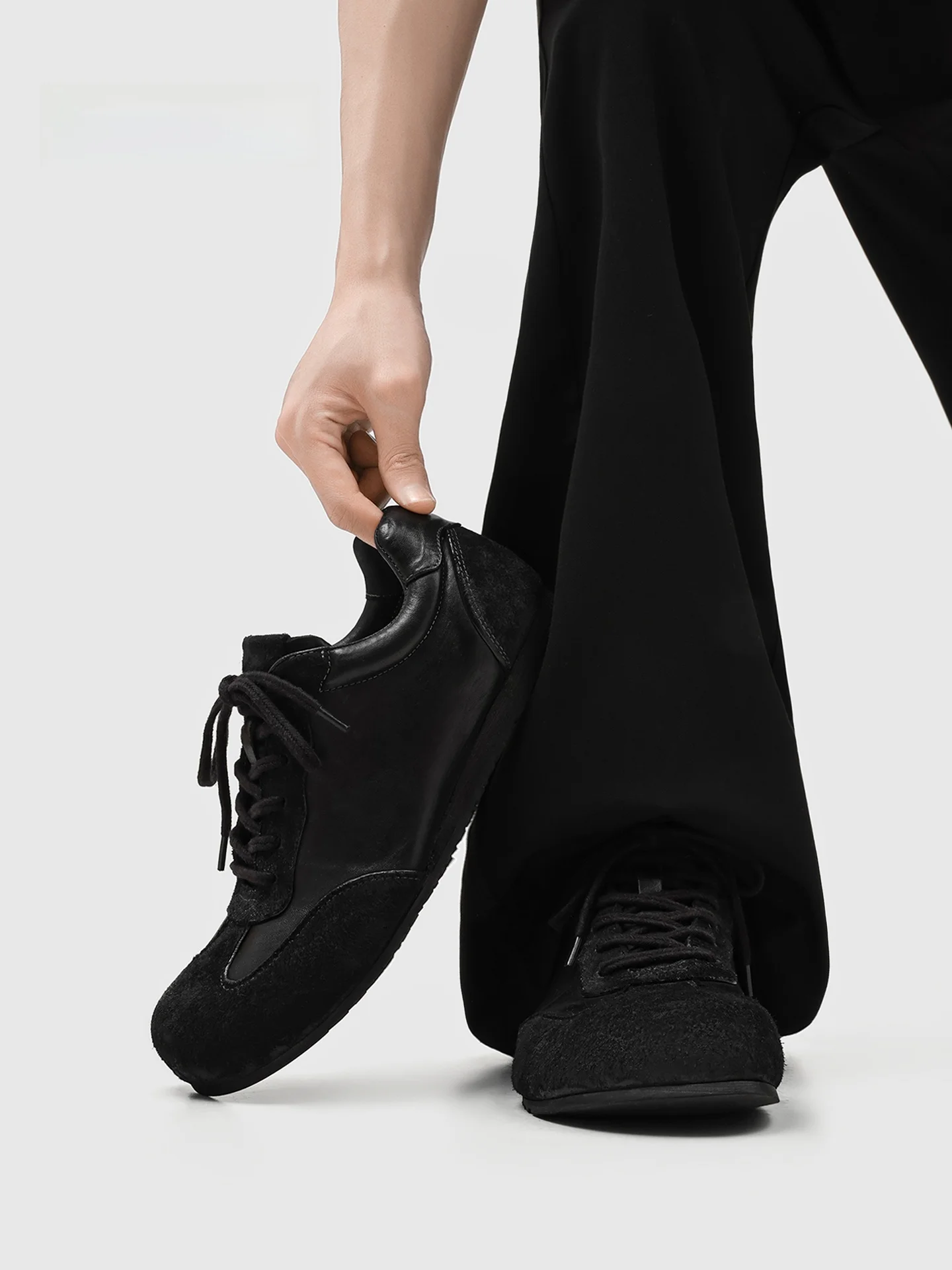 Zapatos Deportivos Casuales Unisex Puk Chen Estilo Old Money Negros de Corte Bajo con Cordones para Hombre y Mujer